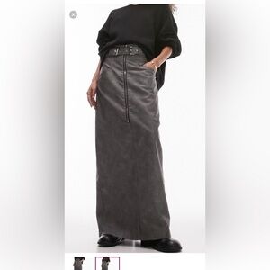 NWT Topshop Gray Leather Maxi Skirt